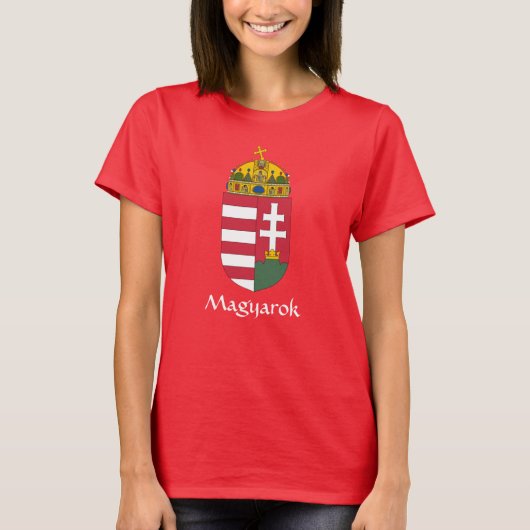 RED Hongarije Coat of Arms Magyarok T-Shirt (Voorkant)