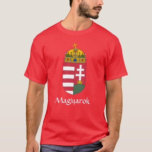 RED Hongarije Coat of Arms Magyarok T-Shirt (Voorkant)