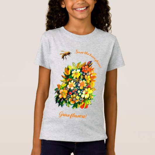 Red honingbijen, laat bloemen groeien t-shirt (Voorkant)