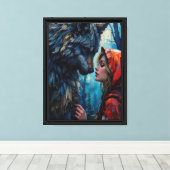 Red Hood en de wolf Canvas Afdruk (Insitu (Houten vloer))
