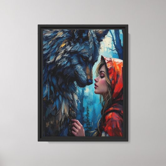 Red Hood en de wolf Canvas Afdruk (Voorkant)