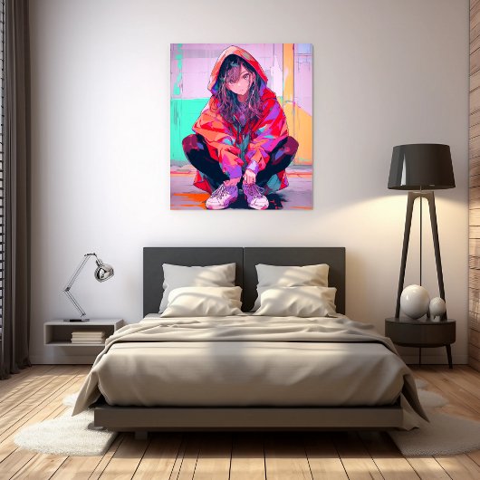 Red Hoodie JK アートパネル Art Panel｜寿司娘 GenerativeAI Canvas Afdruk