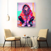 Red Hoodie JK アートパネル Art Panel｜寿司娘 GenerativeAI Canvas Afdruk