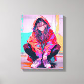 Red Hoodie JK アートパネル Art Panel｜寿司娘 GenerativeAI Canvas Afdruk (Voorkant)