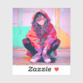 Red Hoodie JK シール seal｜寿司娘 GenerativeAI Sticker (Vel)