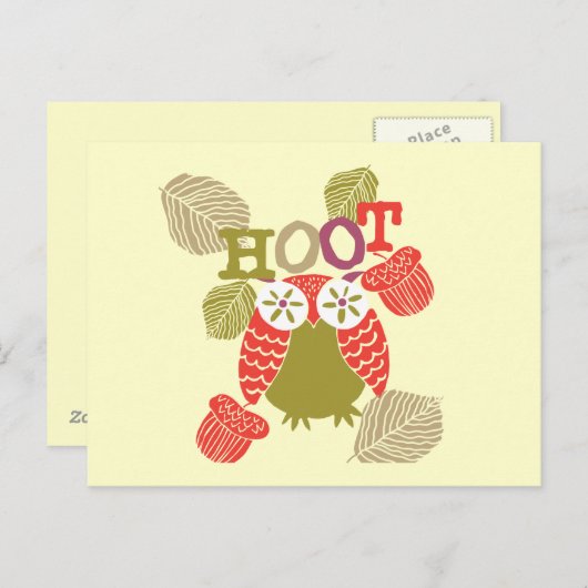 Red Hoot Owl Briefkaart (Voorkant / Achterkant)