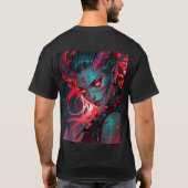 Red Horned Anime Girl T-shirt (Achterkant)