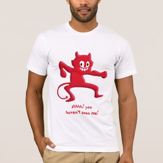 Red Horned Devil Imp. met gepunte staart T-shirt (Voorkant)