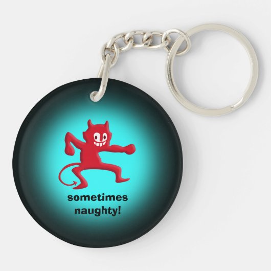 Red Horned Imp, Pointed Tail, soms stout Sleutelhanger (Achterkant)