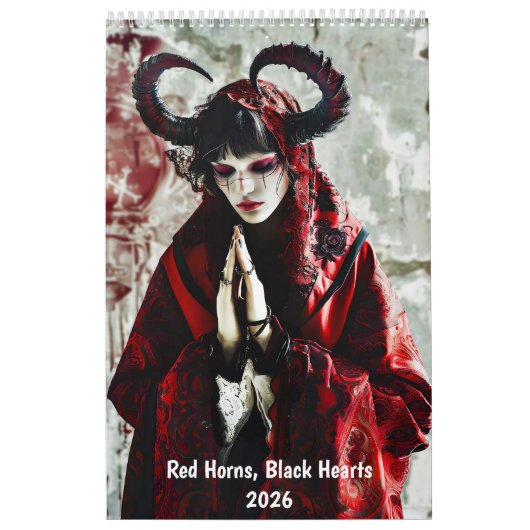 Red Horns, Black Hearts - Gothic Style Calendar Kalender (Hoes)