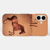 RED HORSE, Antiek roze monogram Case-Mate iPhone Case (Achterkant (horizontaal))