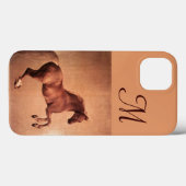 RED HORSE, Antiek roze monogram Case-Mate iPhone Case (Achterkant (horizontaal))
