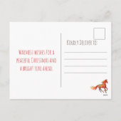 Red horse galloping through a snowy, Christmas Feestdagenkaart (Achterkant)