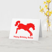 Red Horse Jumping Verjaardag Kaart (Gele Bloem)