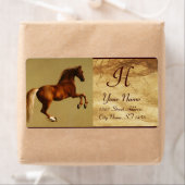 RED HORSE MONOGRAM, bruin perkament Etiket (Insitu)