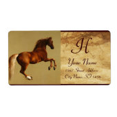 RED HORSE MONOGRAM, bruin perkament Etiket (Voorkant)