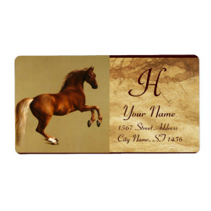 RED HORSE MONOGRAM, bruin perkament Etiket