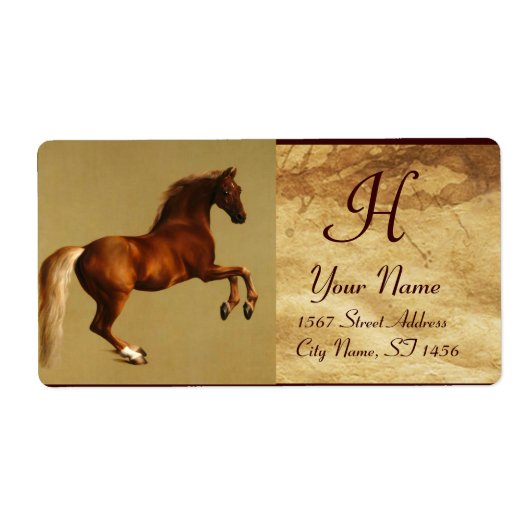 RED HORSE MONOGRAM, bruin perkament Etiket (Voorkant)