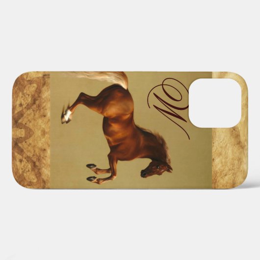 RED HORSE Parchment Monogram Case-Mate iPhone Case (Achterkant (horizontaal))