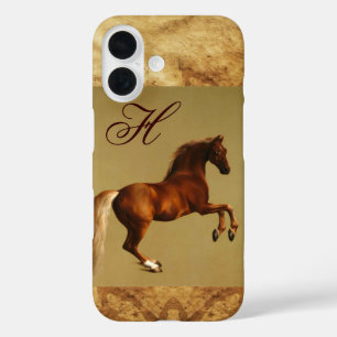 RED HORSE Parchment Monogram iPhone 16 Hoesje