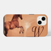 RED HORSE Parchment Monogram iPhone Hoesje (Achterkant horizontaal)