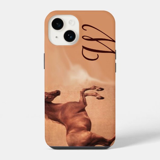 RED HORSE Parchment Monogram iPhone Hoesje (Achterkant)