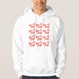 Red Horse Pattern – Zodiac Horse Outline Design Hoodie