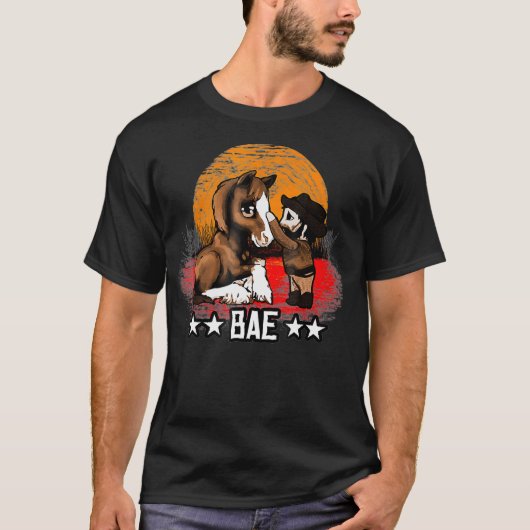 Red Horse Sunset Cute Bae Chibi Cowboy Kind T-shirt (Voorkant)