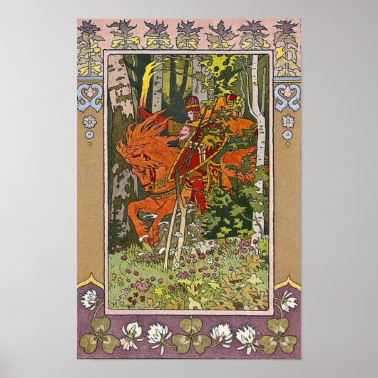 Red Horseman Russian Fairy Tale Print (Voorkant)