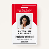 Red Hospital Medical Employee Photo ID Badge (Voorkant)