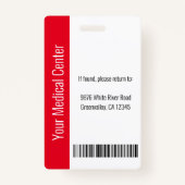 Red Hospital Medical Employee Photo ID Badge (Achterkant)