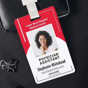 Red Hospital Medical Employee Photo ID Badge