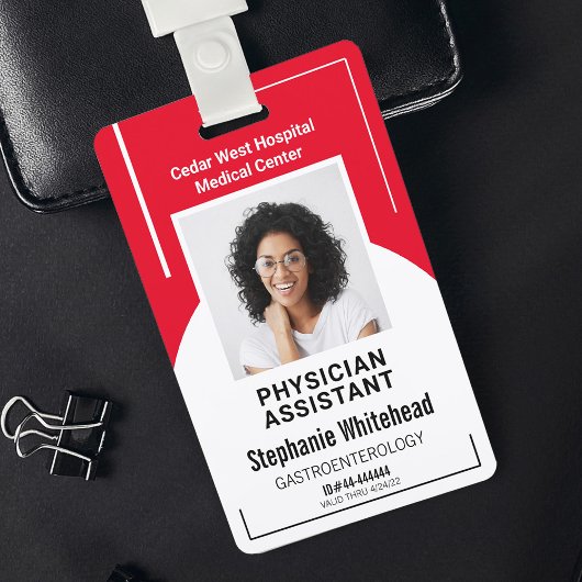 Red Hospital Medical Employee Photo ID Badge