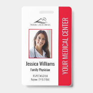 Red Hospital Medical Employee Photo ID Badge