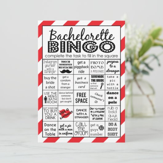 Red Hot Bachelorette Bingo, partijspel, uitdaging Kaart (Staand voorkant)