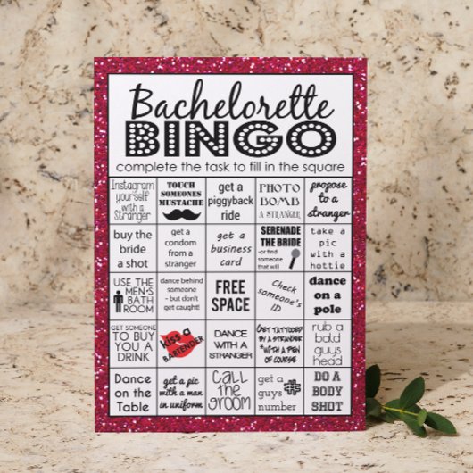 Red Hot Bachelorette Bingo, partijspel, uitdaging Kaart