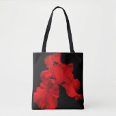 Red Hot Bearded Iris Abstract Flower Tote Bag (Voorkant)