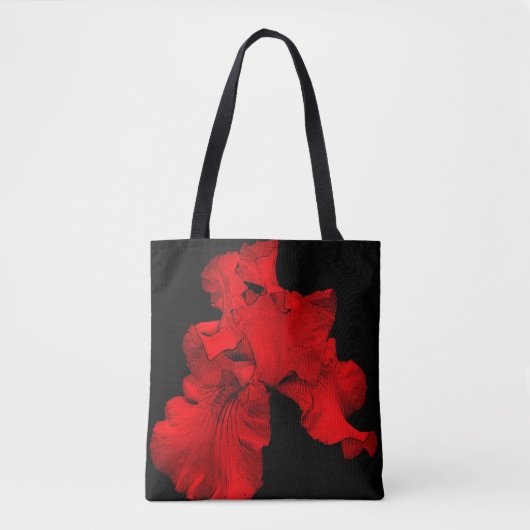 Red Hot Bearded Iris Abstract Flower Tote Bag (Voorkant)