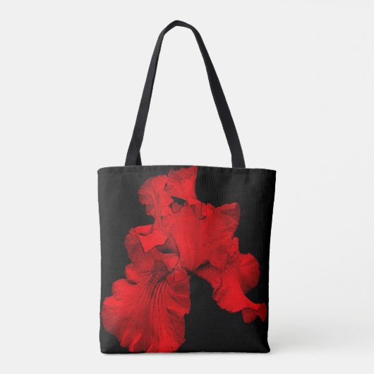 Red Hot Bearded Iris Abstract Flower Tote Bag (Achterkant)