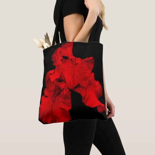 Red Hot Bearded Iris Abstract Flower Tote Bag (Dichtbij)