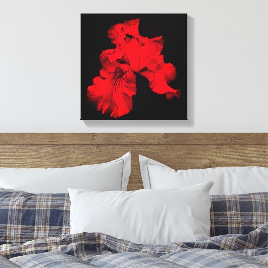 Red Hot-Bearded Iris Flower Abstract Canvas Afdruk (Insitu (Slaapkamer))