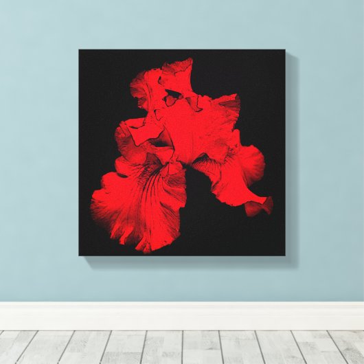 Red Hot-Bearded Iris Flower Abstract Canvas Afdruk (Insitu (Houten vloer))