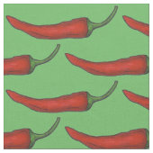 Red Hot Cayenne Chili Peppers Fabric Stof (Close Up)