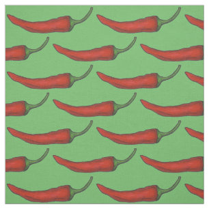 Red Hot Cayenne Chili Peppers Fabric Stof