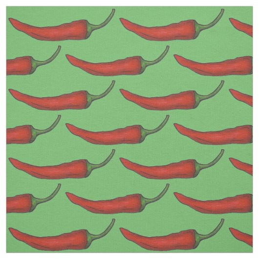 Red Hot Cayenne Chili Peppers Fabric Stof (Swatch)