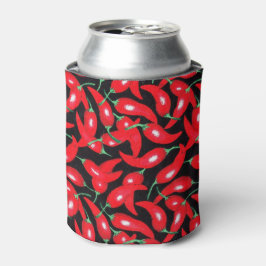 Red Hot Chili op zwarte achtergrond Blikjeskoeler