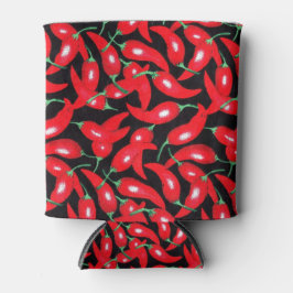 Red Hot Chili op zwarte achtergrond Blikjeskoeler