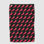 Red Hot Chili Pattern voegt Jouw naam Fun Novelty Golfhanddoek (Voorkant)