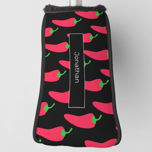 Red Hot Chili Pattern voegt Jouw naam Fun Novelty  Golfheadcover (Draai 90)