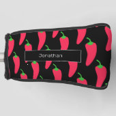 Red Hot Chili Pattern voegt Jouw naam Fun Novelty  Golfheadcover (Voorkant)